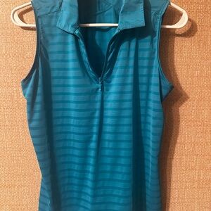 Lady Hagen Teal Striped Golf Tank Top